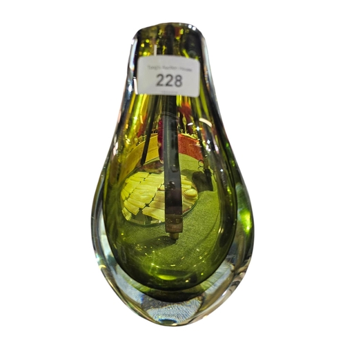 228 - Murano Sommerso vintage green glass vase attributed to Flavio Polj for Seguso vinta