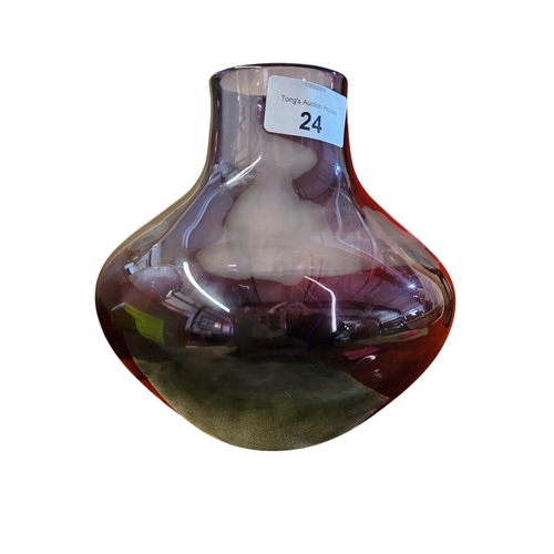 24 - Whitefriars hand-blown glass purple vase 18cm in height