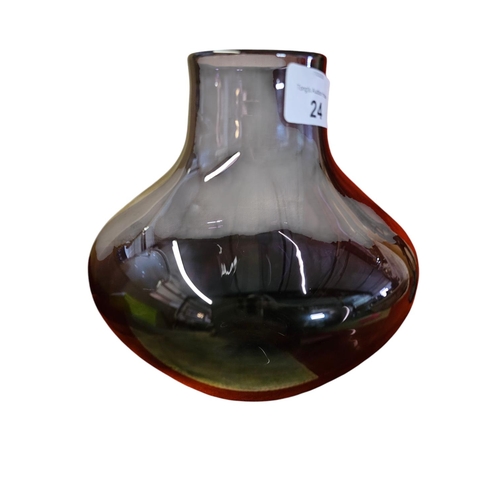 24 - Whitefriars hand-blown glass purple vase 18cm in height