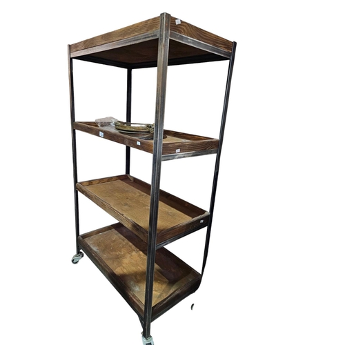 286 - Stunning industrial 4 shelf bread trolley on wheels 138cm tall x 40cm x 80cm