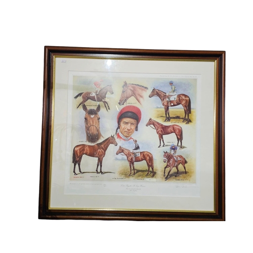 288 - 2 x large limited edition prints signed by artist  78cm x 75 cm. Lester Piggott