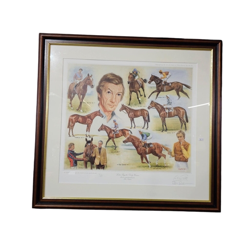 288 - 2 x large limited edition prints signed by artist  78cm x 75 cm. Lester Piggott