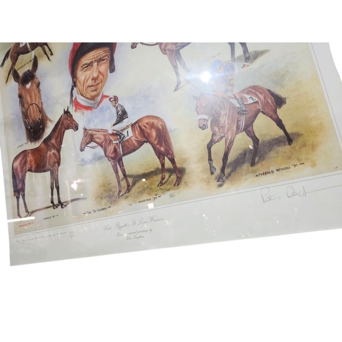 288 - 2 x large limited edition prints signed by artist  78cm x 75 cm. Lester Piggott