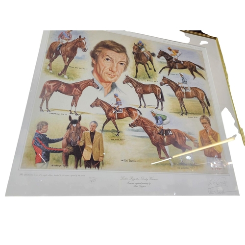 288 - 2 x large limited edition prints signed by artist  78cm x 75 cm. Lester Piggott