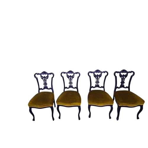 312 - 4 French style chairs beautifully modernised purple colour with gold seats also purple fluffy foot s... 