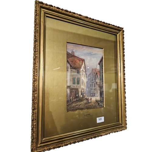 320 - Watercolour painting of a street scene in Dieppe , France