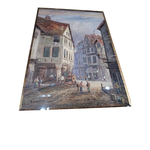 320 - Watercolour painting of a street scene in Dieppe , France