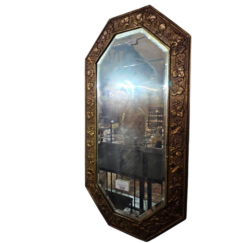 328 - Arts and Crafts brass hammered mirror