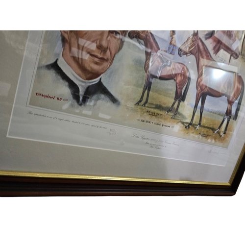 329 - 2 x Large framed mounted Peter Deighan Lester Piggotts Oak Winners 804 / 850 Pencil Signed limited e... 