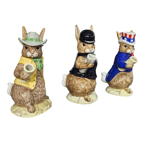 365 - 3 Royal Doulton Bunnykins tea pots