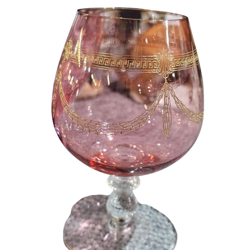 384 - A Gorgeous hand blown pink glass basket and collection of cranberry glass items