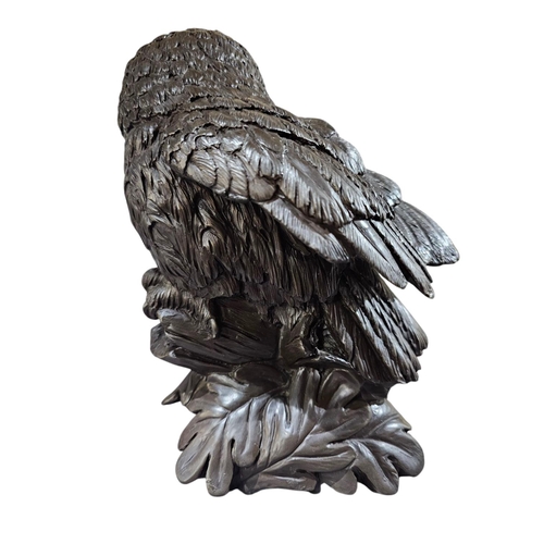 392 - Large Vintage Owl Sculpture Ornament 1981 Heredities Tom Mackie Cold Cast Bronze