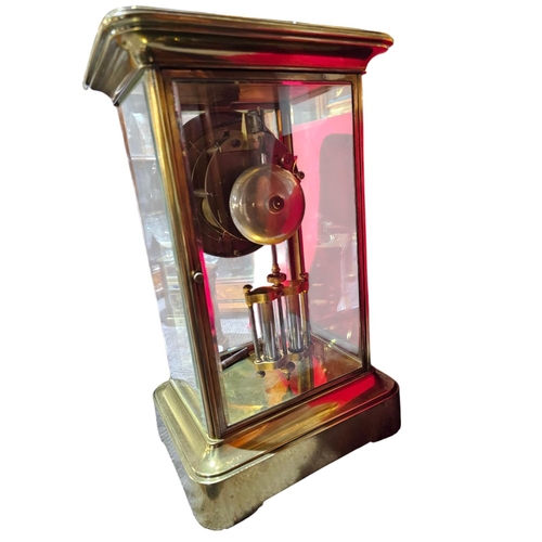 410 - A late 19th century Victorian 'Four Glass' mantel clock by Samuel Marti.

The clock has a gilded bra... 