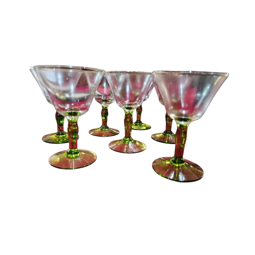 420 - 7 quality green stem glass vintage wine glasses