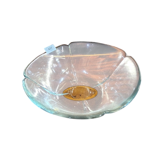 437 - Large hand blown glass fruit bowl