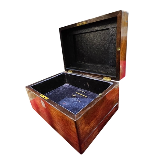 442 - A Victorian rosewood work box of rectangular form with abalone inlaid panels and escheons, the inter... 