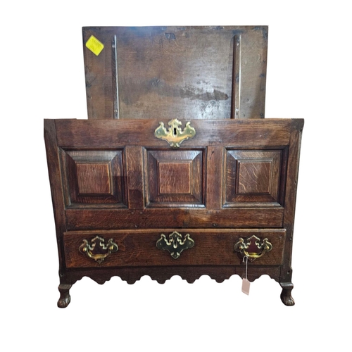 468 - Stunning 18th century Welsh oak apprentice piece coffer back, wooden hinge pegged top a fantastic pi... 