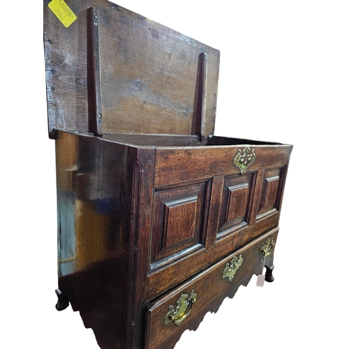 468 - Stunning 18th century Welsh oak apprentice piece coffer back, wooden hinge pegged top a fantastic pi... 