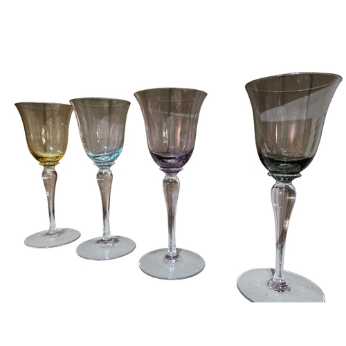 471 - Contemporary Handmade Champagne Wine Multicolor Glasses Set Of 4