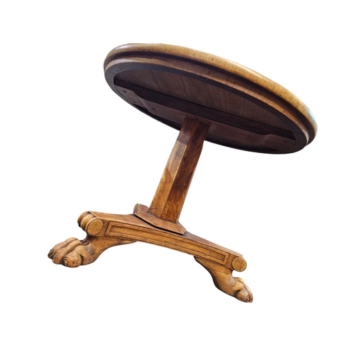 480 - GEORGE IV FIGURED FIELD-MAPLE CENTRE TABLE stunning quality 65cm across 50cm in height