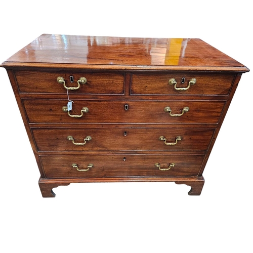 482 - A George The Third mahogany chest of two short and three long graduated drawers raised on shaped bra... 