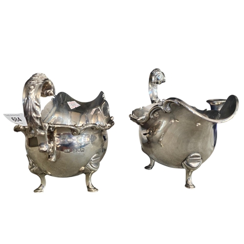 684 - A large pair of London silver hallmarked sauce boats 1907 excellent condition very heavy 411g each