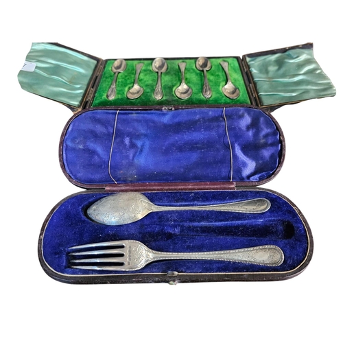 687 - 2 cased sets of cutlery hallmarked Birmingham Walker and Hall