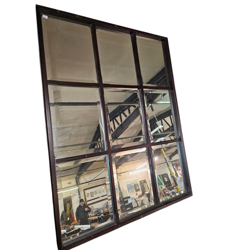 755 - Large wooden framed mirror in the form of a window