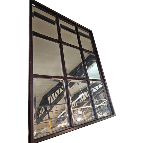 755 - Large wooden framed mirror in the form of a window