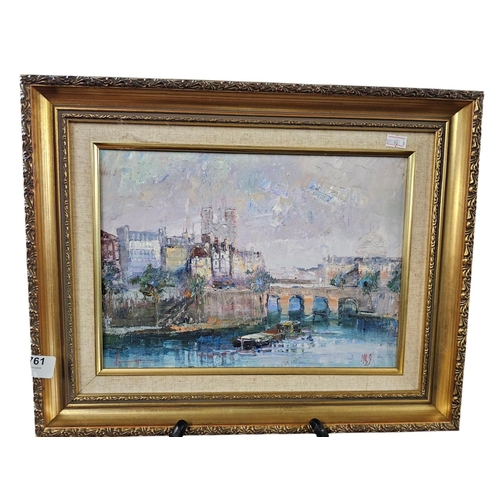 761 - Wonderful Vintage Paris Oil painting Signed and dated, gilt frame