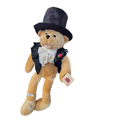 774 - Musical Teddy bear with top hat that sings Frank Sinatra songs