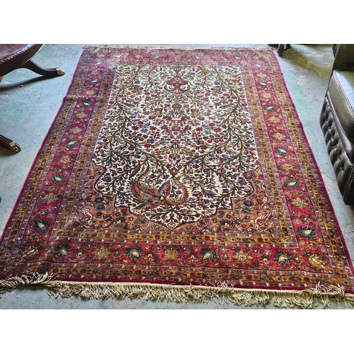 748 - 19th Century Kashan Mothashem Silk Rug 220CM X 122CM