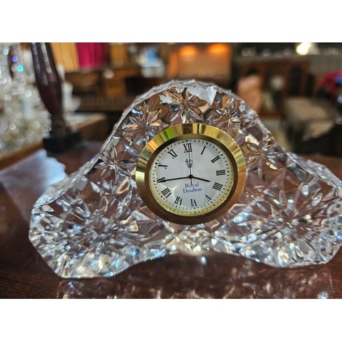 476 - Royal Doulton crystal glass clock