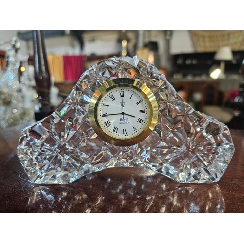 476 - Royal Doulton crystal glass clock