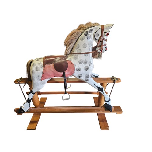 782 - Stunning quality Antique Rocking Horse with real horse hair. Dapple grey or Winston model by Stevens... 