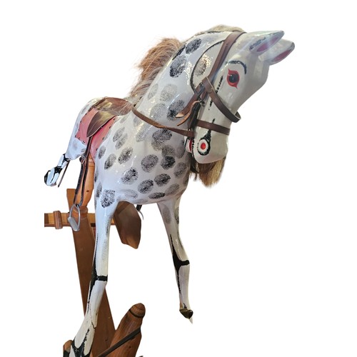 782 - Stunning quality Antique Rocking Horse with real horse hair. Dapple grey or Winston model by Stevens... 