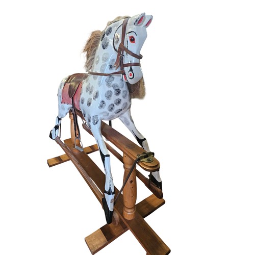 782 - Stunning quality Antique Rocking Horse with real horse hair. Dapple grey or Winston model by Stevens... 