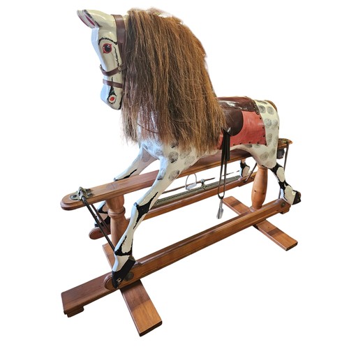 782 - Stunning quality Antique Rocking Horse with real horse hair. Dapple grey or Winston model by Stevens... 