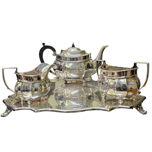 690A - (tray not included) Elkington, Birmingham 1922 High quality 3 piece tea set combined weight of 980g