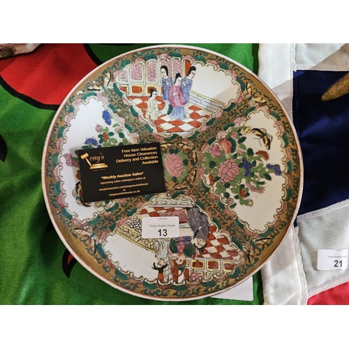 13 - Vintage Chinese Handpainted Decorative Famille Rose Medallion Porcelain Plate