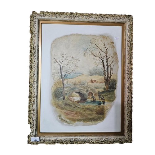 278 - Framed oil on board painting landscape scene framed 49cm x 60cm unsigned