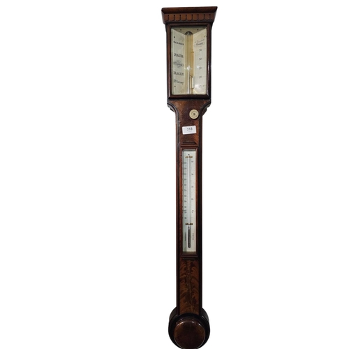 318 - Signed R&J Beck (Richard and Joseph Beck 1895) 68 Cornhill London, stick Barometer excellent conditi... 