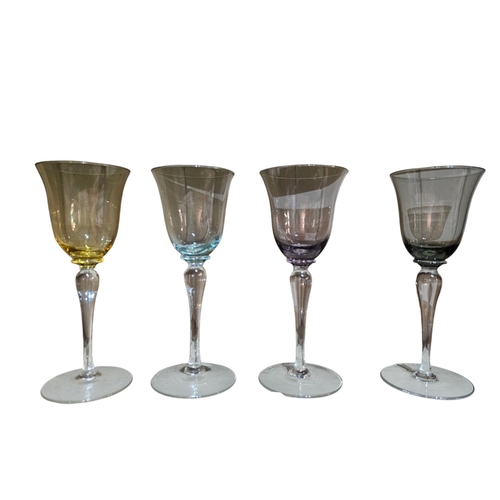 471 - Contemporary Handmade Champagne Wine Multicolor Glasses Set Of 4