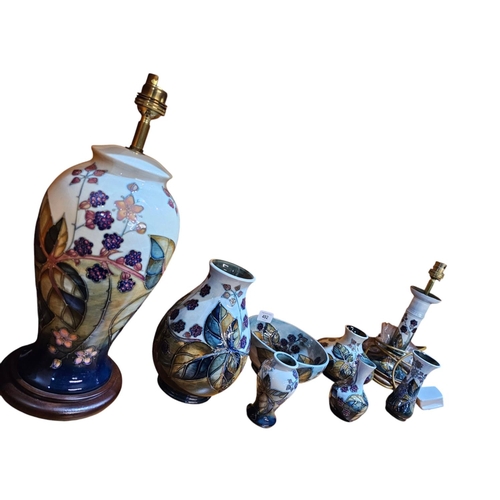 492 - Immaculate condition William Moorcroft pottery, the bramble pattern 8 pieces in total including 2 la... 