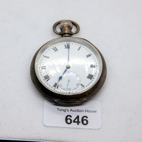 646 - Birmingham silver hallmarked top wound pocket watch Gwo