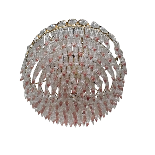 764 - Impressive glass chandelier, two toned crystals complete