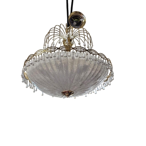 765 - Impressive glass chandelier 1970s Italian