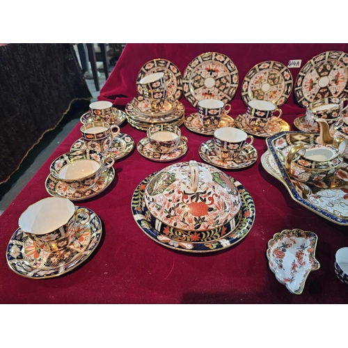 414B - Collection of 19th century Royal Crown Derby includes silver topped scent bottle