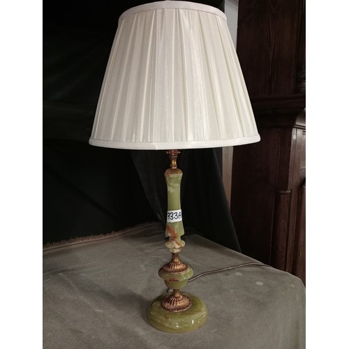 733A - Onyx and brass table lamp with shade