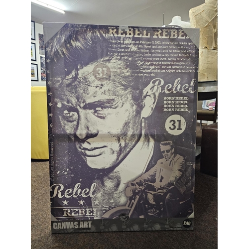 684 - LARGE BORN REBEL©1985 JAMES DEAN CANVAS ART RRP £40 66 x 92cm